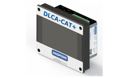 标有 DLCA-CAT+ 的工业控制模块，带有 MAGPOWER 品牌标识，在白色表面上以一定角度展示