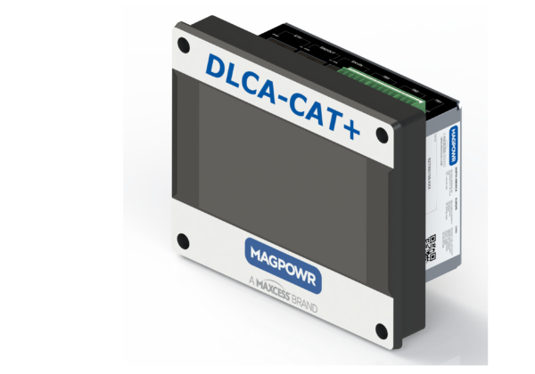 标有 DLCA-CAT+ 的工业控制模块，带有 MAGPOWER 品牌标识，在白色表面上以一定角度展示